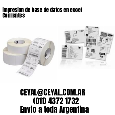 impresion de base de datos en excel Corrientes