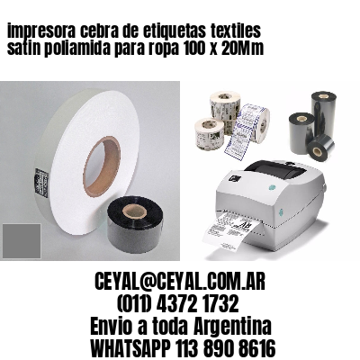 impresora cebra de etiquetas textiles satin poliamida para ropa 100 x 20Mm