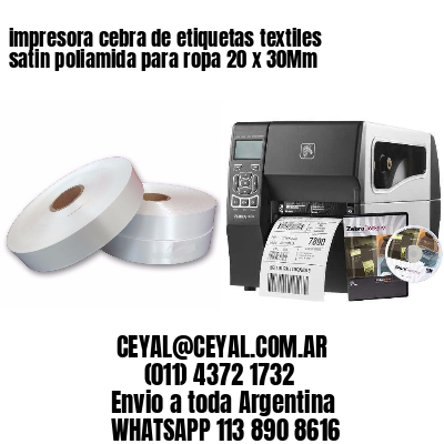 impresora cebra de etiquetas textiles satin poliamida para ropa 20 x 30Mm