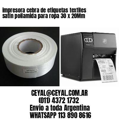 impresora cebra de etiquetas textiles satin poliamida para ropa 30 x 20Mm