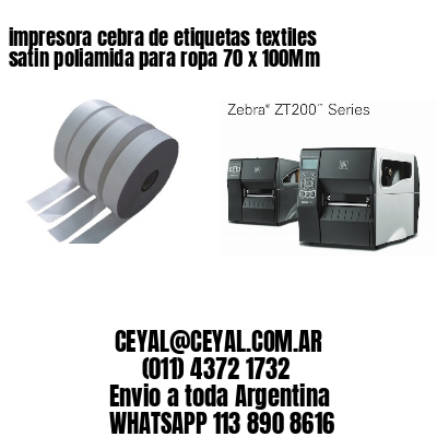 impresora cebra de etiquetas textiles satin poliamida para ropa 70 x 100Mm