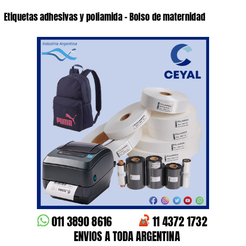 Etiquetas adhesivas y poliamida – Bolso de maternidad