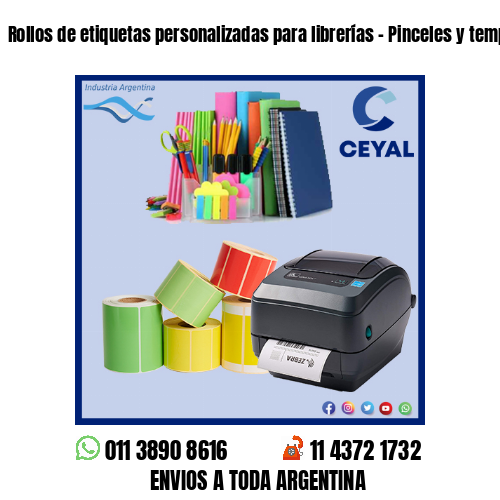 Rollos de etiquetas personalizadas para librerías – Pinceles y temperas