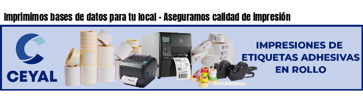Imprimimos bases de datos para tu local - Aseguramos calidad de impresión