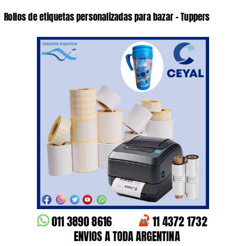 Rollos de etiquetas personalizadas para bazar – Tuppers