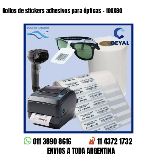 Rollos de stickers adhesivos para ópticas – 100X80