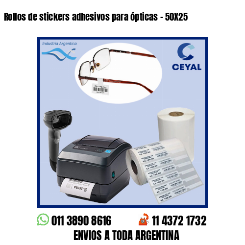 Rollos de stickers adhesivos para ópticas – 50X25