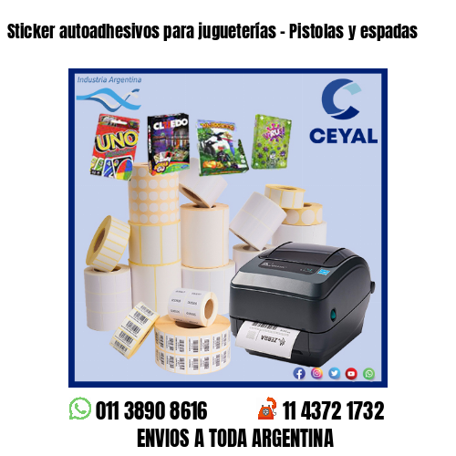 Sticker autoadhesivos para jugueterías – Pistolas y espadas
