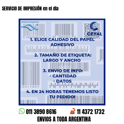 SERVICIO DE IMPRESIÓN en el dia