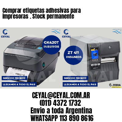 Comprar etiquetas adhesivas para impresoras . Stock permanente