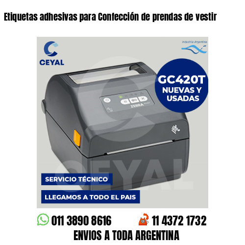 Etiquetas adhesivas para Confección de prendas de vestir